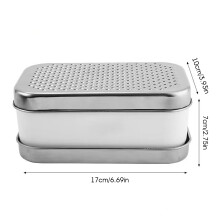 (White, S) Stainless Steel Cheese Grater with Container