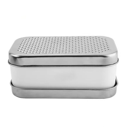 (White, S) Stainless Steel Cheese Grater with Container 1