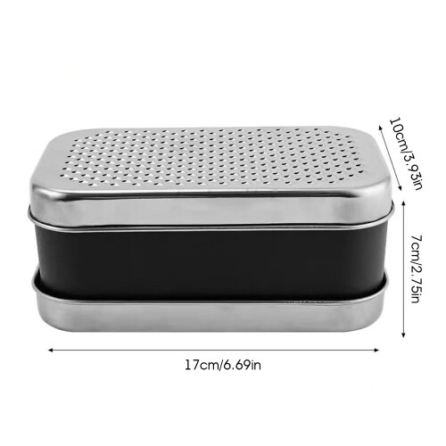 (Black, S) Stainless Steel Cheese Grater with Container 1