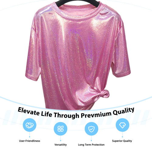 (Pink, M) Women\'s Sparkly Loose Fit Tee - Pink/White/Beige/Blue 1