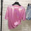 (Pink, M) Women\'s Sparkly Loose Fit Tee - Pink/White/Beige/Blue 6