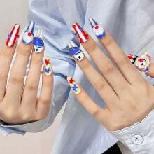 (XS) Ongles Faux Halloween Bleus - Réutilisables & Doux