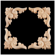 8 StÜCke 6 x 6 cm EuropäIschen Stil Holz Geschnitzte Ecke Onlay Applique MöBel Unlackiert TÜR Dekor