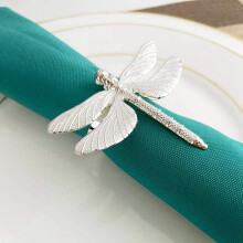 24 Pcs Dragonfly Napkin Rings, Zinc Alloy Napkin Buckle Silver Napkin Ring for Hotel Wedding Holiday Table Dinner Party