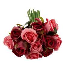 24Pcs Artificial Rose Flowers Wedding Bouquet Thai Royal Rose Silk Flowers Home Decoration Wedding Party Decor(Rose Red)