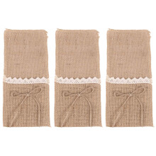 60PCS Country Wedding Table Silverware Holder Natural Burlap Cutlery Pockets Fork Pockets Rustic Wedding Decoration