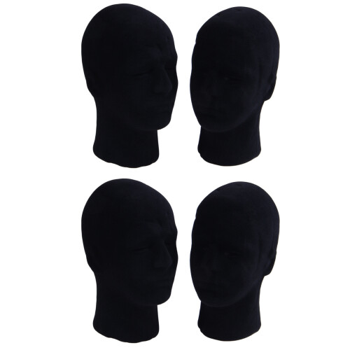 Polystyrene Black Foam Men Model Mannequin  Dummy Stand Shop Display Hat, 4 x BLACK