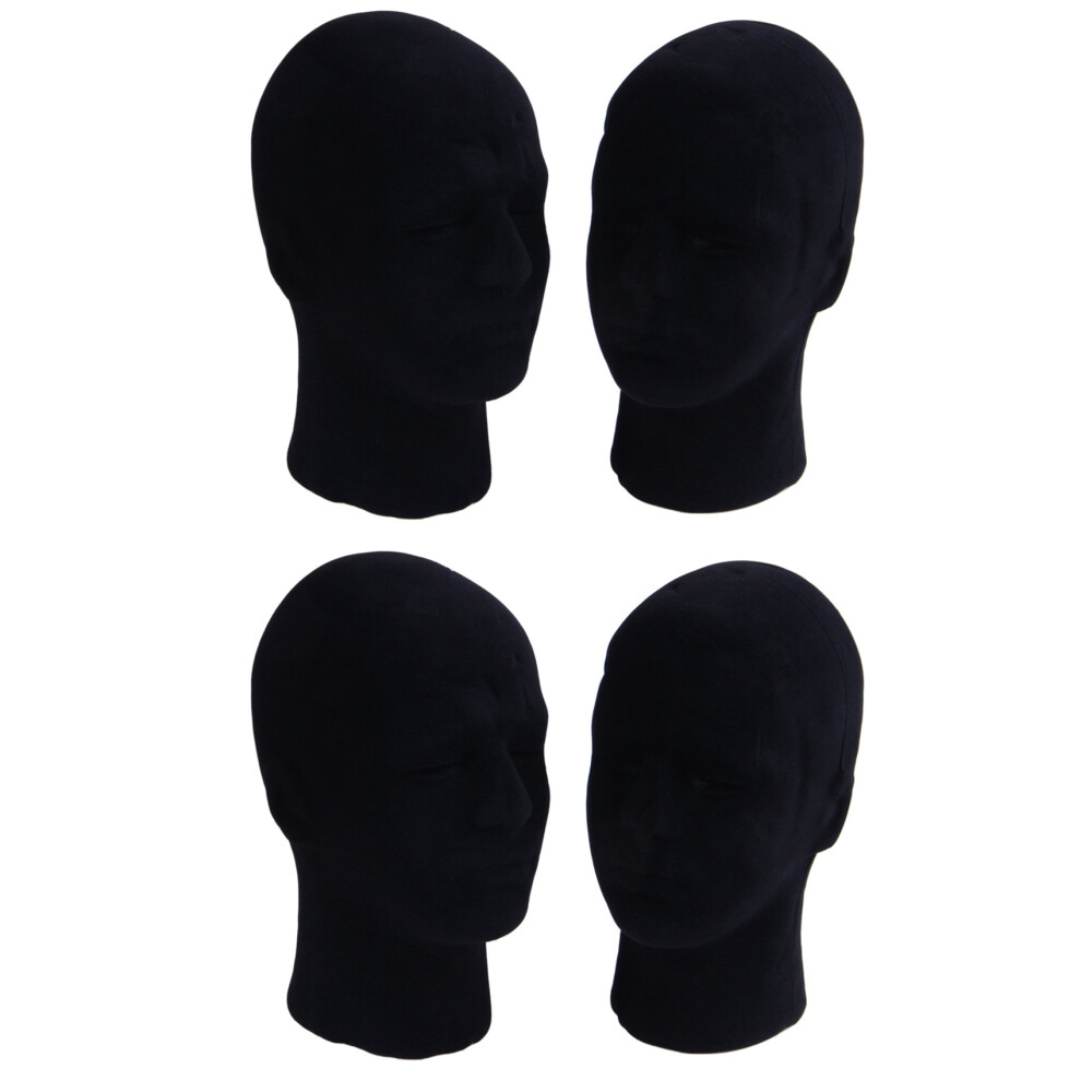 Wella Elements Polystyrene Black Foam Men Model Mannequin Dummy Stand Shop Display Hat, 4 X Black