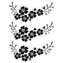 3X BLACK Decal Car Flower Sticker Waterproof Removable Deco Vehicle Stripes Cover