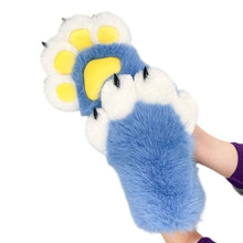 Cats Paws Design Hand Gloves Furry Plush Cosplay-blue and white