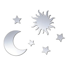 Stern-Mond-Spiegel-Wandaufkleber, Stern-Mond-Wandaufkleber,