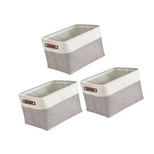 Pack Of 3 Breathable Fabric Storage Bins For Wardrobes-white