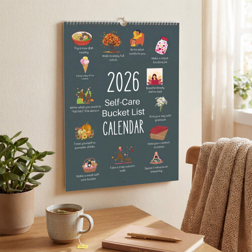 Englischer Kunst-Wandkalender 2026 mit dicken Papierbögen, 1