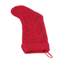 Calza natalizia grande rossa lavorata a maglia decorazione di Natale per camino e mensola regalo