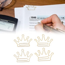 Gold Crown Paper Clips 100Pcs Decorative Metal Clips for Books & Notebooks