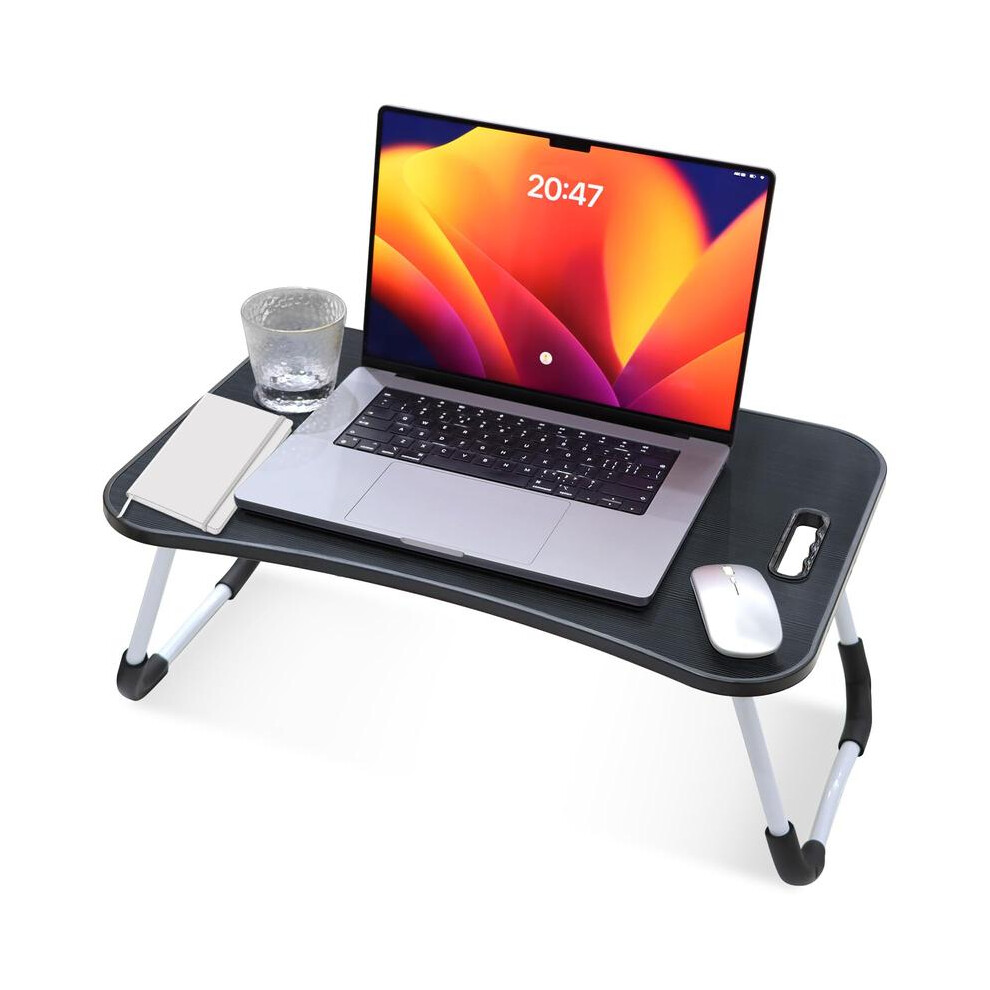 (-A) Laptop Bed Table, Bed Desk With Foldable Legs & Cup Slot, Adjustable Trays, Reading Book Holder Notebook Laptop Black 5734131515991