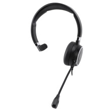 Cuffia mononucleare USB con microfono, USB-C e 3,5 mm, nero