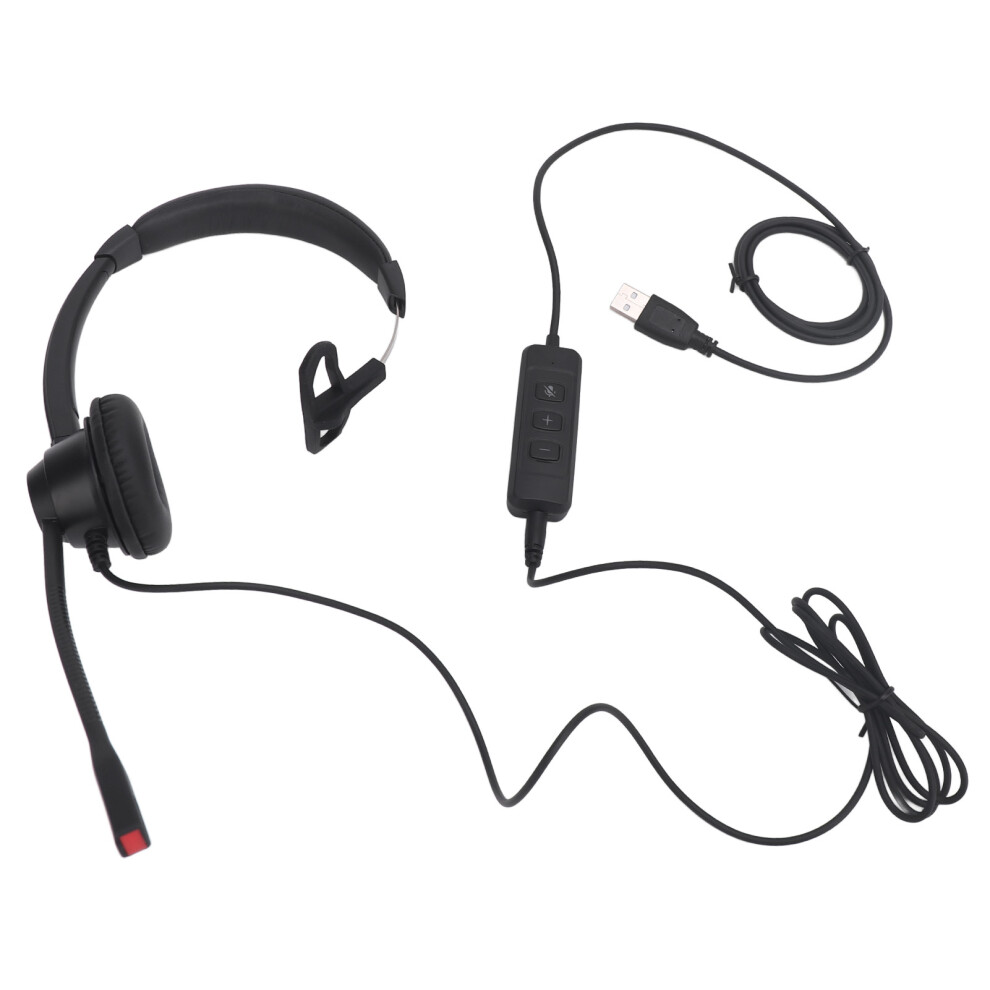 Corded Single Ear Telephone Headset With Noise Canceling Microphone Usb Black 9421385512246