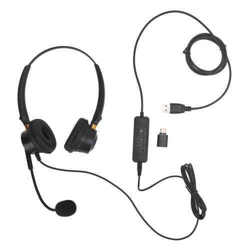 Cuffie USB da ufficio a due padiglioni per PC nere 1