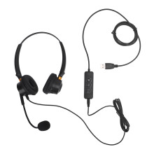 Cuffie USB da ufficio a due padiglioni per PC nere