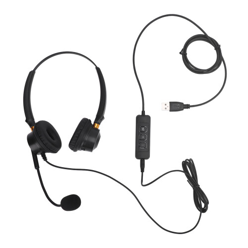 Cuffie USB da ufficio a due padiglioni per PC nere