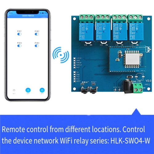 SW04-W Four-Channel Remote Network Control WiFi Relay Mobile Phone  Module 250VAC 10A US Plug 2