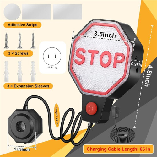 Adjustable Garage Parking Sensor Aid with LED Indicators, Parking Assist Sensor with Dual Power Options US Plug 1