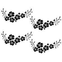 4X BLACK Decal Car Flower Sticker Waterproof Removable Deco Vehicle Stripes Cover