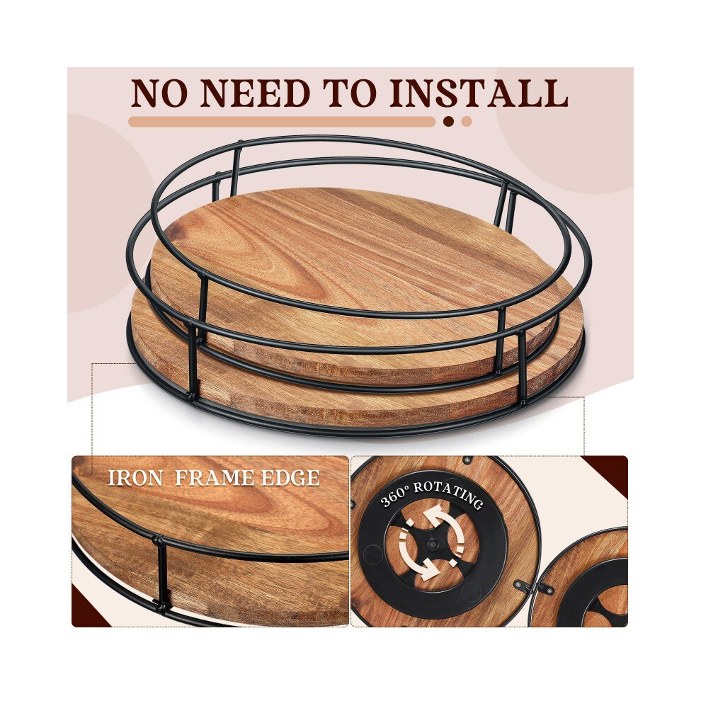 Space-Saving Rotating Storage Shelf For Kitchen Wooden & Iron 11.5 Inches 5091391089915