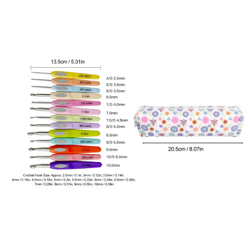 Crochets de 2,5 à 10,0 mm, 13 pièces, sac PU multicolore 1