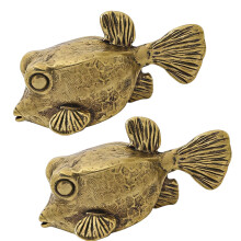 Qualitativ hochwertige Kugelfisch-Ornamentskulptur aus-2Stk