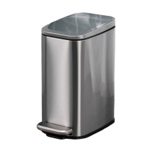6L Rectangular Trash Can Fixed Cover Odor-sanded silver