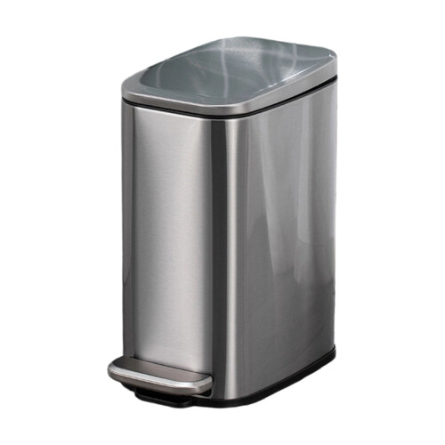 6L Rectangular Trash Can Fixed Cover Odor-sanded silver