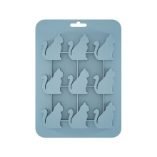 Food Grade Ice Tray Easy Releasing and Cleaning Cats Shape-Blue