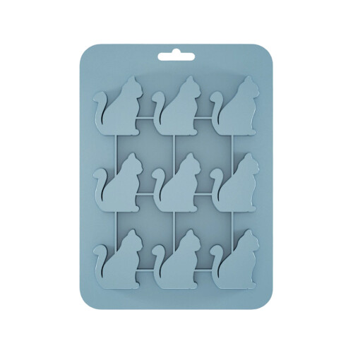 Flexible Tray Cats Shape Handmade Ice Cubes Molds Silicone-Blue