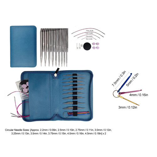2.2-4.5mm Stainless Steel Interchangeable Circular Knitting Needle Set 1