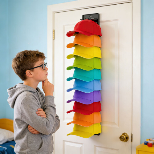 Modern Hat Display Rack Highlighting Spring Filled Clamps for-S 2