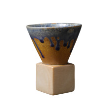 Mug cadeau idéal, design conique triangulaire en céramique sans plomb, compatible micro-ondes et lave-vaisselle, style rétro, pour café, thé,