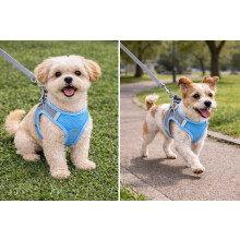 (L, Blue) Dog Harness Professional Dog Harness with 2 Leash Clips, Adjustable Soft Pet vest Harness,Reflective and Breathable