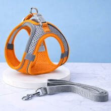 (M, Orange) Dog Harness Professional Dog Harness with 2 Leash Clips, Adjustable Soft Pet vest Harness,Reflective and Breathable