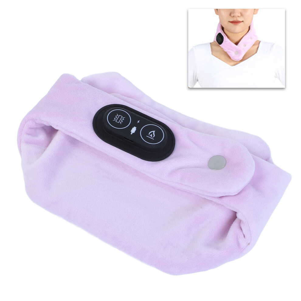 Purple Usb Powered Electric Neck Wrap With 3-Levels Of Heat Vibrating Massage