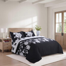 (Richmond Navy Blue, Single) 4 Piece Bedding Set Duvet Cover Fitted Sheet with Pillow Cases Soft Brushed Microfibre Printed Complete Bed Sets in Sing