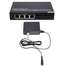 Gigabit SFP Media Converter 2 SFP to 4 RJ45 10/100/1000M Fiber Optic ,for Fast Connectivity US Plug