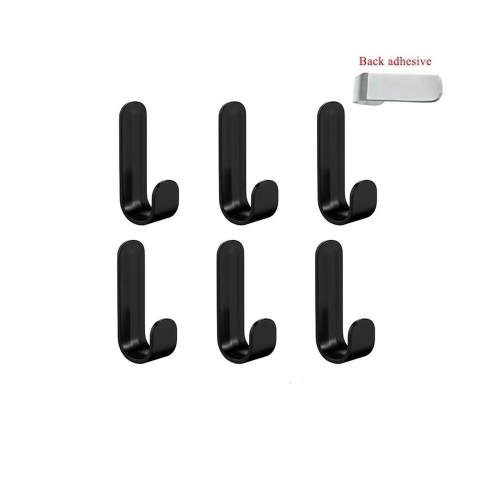 (Black, One-Size) Wall Mounted Hook, 6 Counts Multi-Purpose Self-Adhesive Punch-Free Wall Hook, Durable Sturdy Hook For Organizing Keys 5011686713257