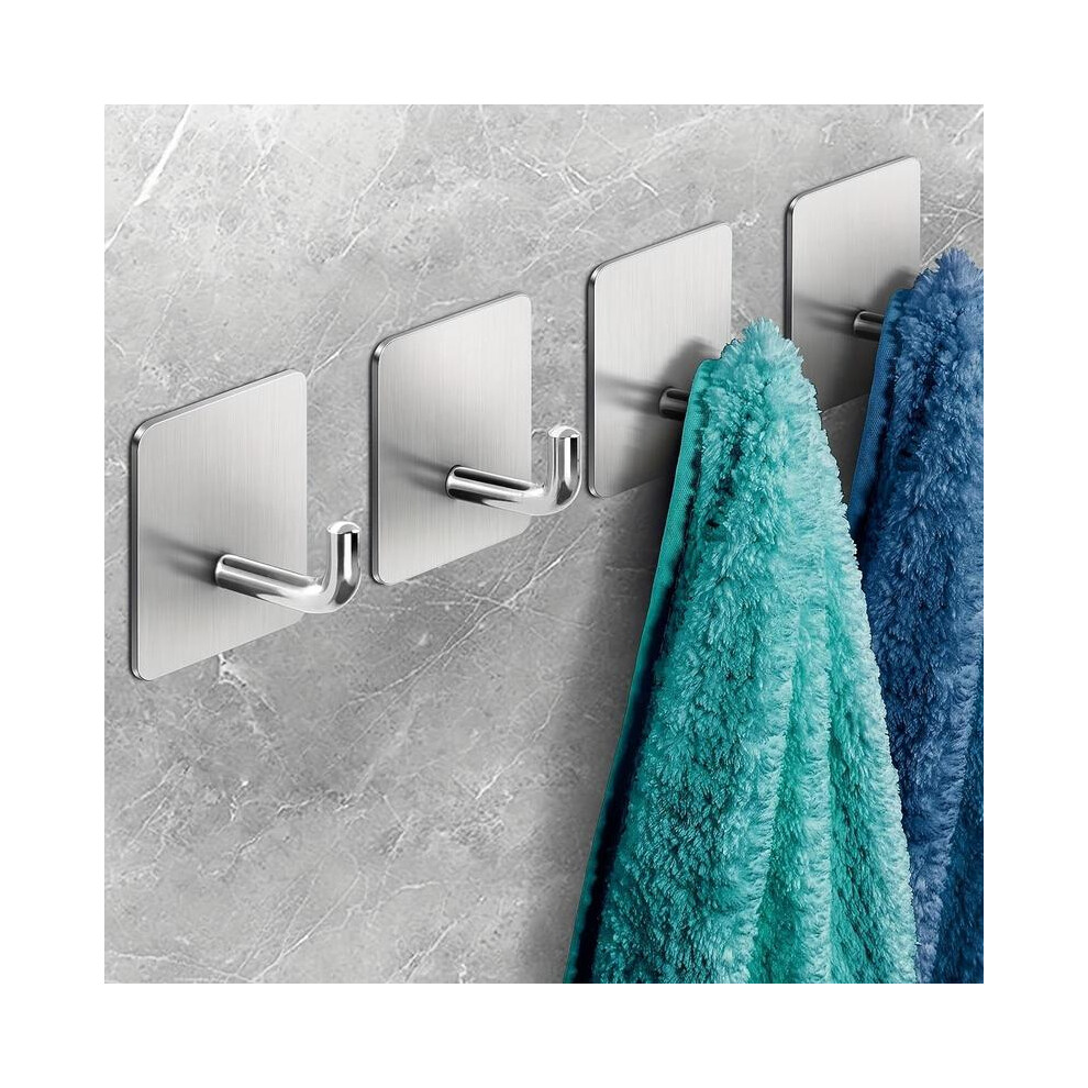 (Multicolor, Black*4Pcs) Modern Wall Mounted Sticky Hook, 4 Counts/Set Portable Heavy Duty Adhesive Towel Hooks, Modern Stainless Steel Sticky 5011686713356