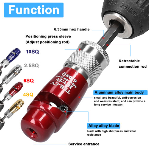 Aluminum Electric Wire Stripper Kit with Rotary Tool, Adjustable, Compatible with Drills 2