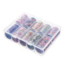 1Box/10roll Colorful Flowers Print Stickers Nails Foils Starry Wraps Transfer Decals Nail Art Decorations