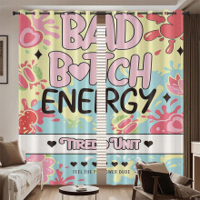 (Printing 9, 72"Wx84"L(183x214cm)) 2 Panels BadBitchENERGY Blackout Curtains - Room Dividers, sunshade curtains, or bedroom screen partition curtains,