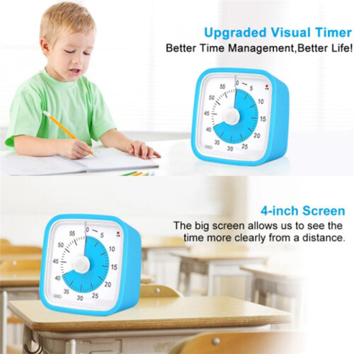Children Student Study Manual Visual Timer Alarm Clock Kitchen Timer with Protective Cover  Manager 1