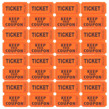 4Rolls Numbered Orange Raffle Tickets Paper Bulk for Festivals Parties